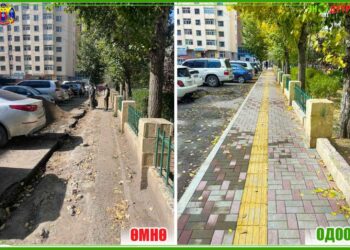 Хан-Уул дүүргийн 2 дугаар хороо, 18-р сургуулийн зүүн талын явган хүний замын засвар хийгдэж дууслаа