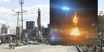 Баянбүрдийн тойрогт байрлах “Чингэлтэй” дүүргийн баганат хөшөө шатжээ